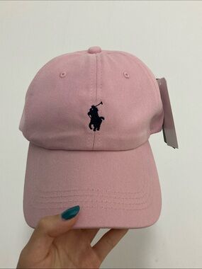 Polo by Ralph Lauren Pink Baseball Cap with Navy Pony